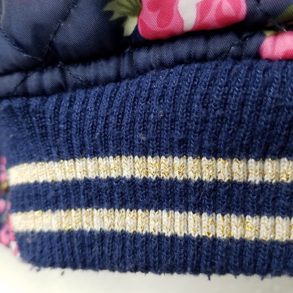 Little Lass Quilted Floral Bomber Jacket, Blue, 2T - Picture 3 of 6